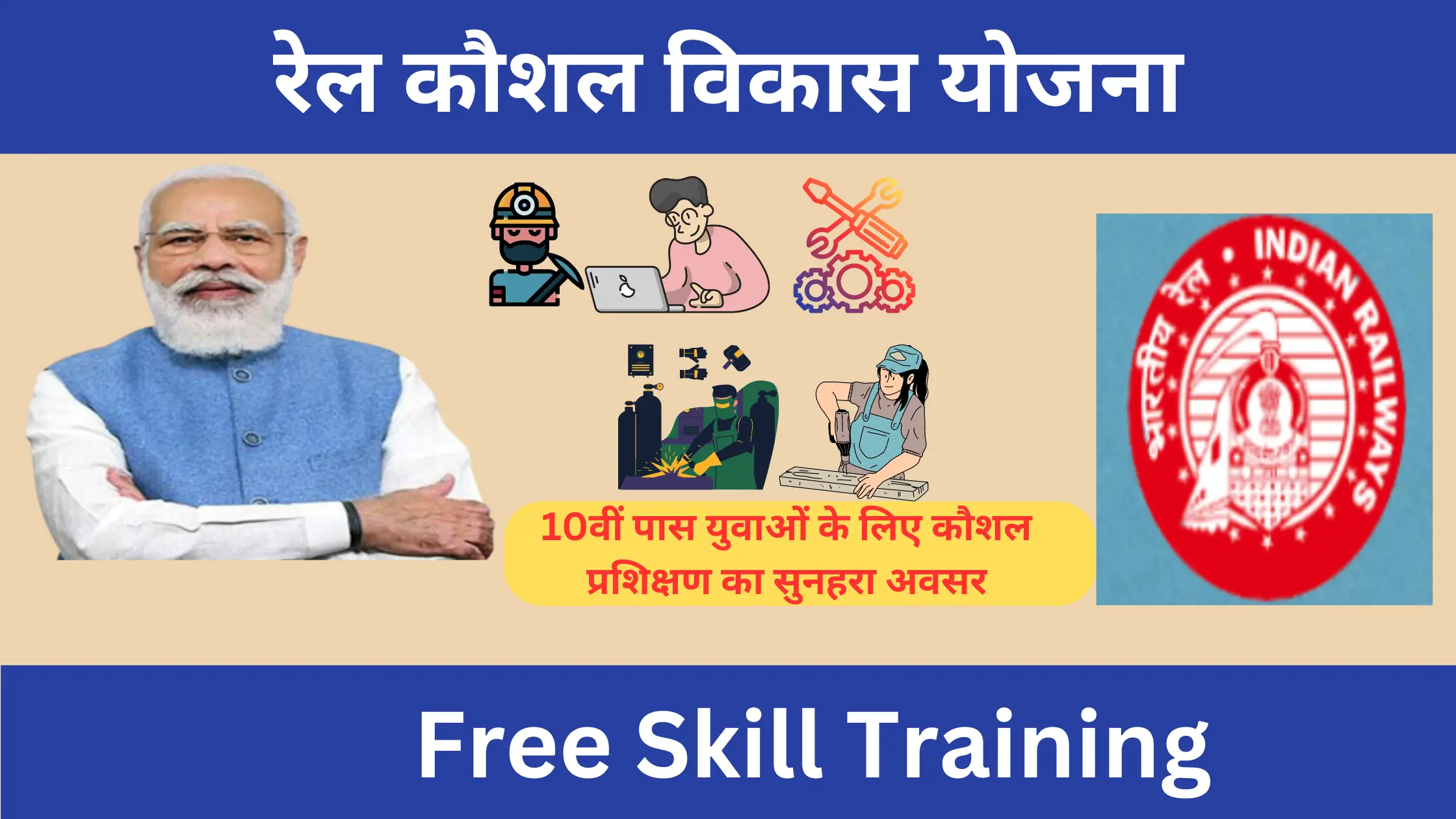 RKVY Rail Kaushal Vikas Yojana 2025 रेल कौशल विकास योजना के फायदे, पात्रता, आवश्यक दस्तावेज, चयन की प्रक्रिया Free Skill Training 2 Rail Kaushal Vikas Yojana